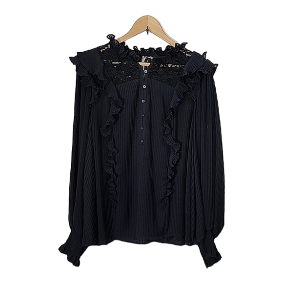 Anthropology pleated ruffled blouse size L - Picture 4 of 7